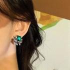 Bow Rhinestone Alloy Earring 1 Pair - Green & Silver - One Size