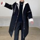 Fleece-lined Buckled Collar Long Jacket