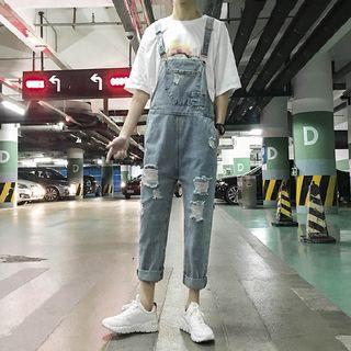 Washed Distressed Jumpsuit