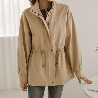 High-neck Patch-pocket Jacket