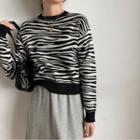 Zebra Print Cropped Sweater