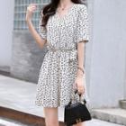 Short-sleeve Floral Print Tie-waist Romper