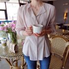 Open-placket Banded-back Blouse