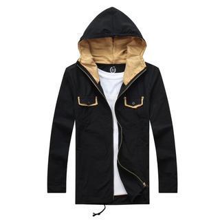 Drawstring Hooded Zip Jacket