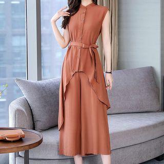 Set: Long Vest + Wide-leg Pants