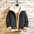 Furry-lined Corduroy Snap Button Jacket
