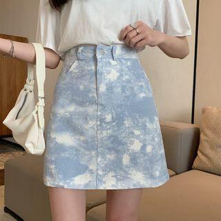 High-waist Dyed A-line Mini Skirt