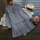 Long-sleeve Check Pleated Dress