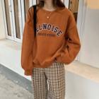 Lettering Pullover / Plaid Straight-cut Pants