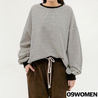 Tall Size Ringer Stripe Sweatshirt