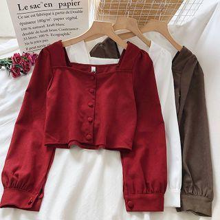 Long-sleeve Corduroy Crop Top