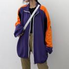 Color Block Zip Jacket Purple - One Size