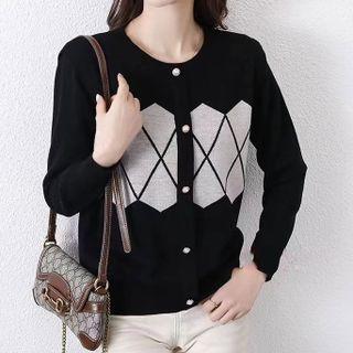 Mock Two-piece Turtleneck Argyle Sweater