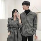 Couple Matching Plaid Shirt / Midi A-line Shirt Dress