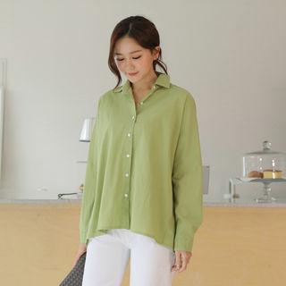Button-back Cotton Shirt