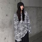 Zebra-print Long-sleeve Round Neck T-shirt Zebra - One Size