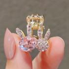 Rabbit Faux Crystal Hair Clamp Ly704 - Pink & Gold - One Size