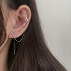 925 Sterling Silver Rhinestone Earring 1 Pair - 925 Silver - Heartbeat Ear Clip - Threader Earring - One Size