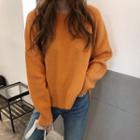 Wool Blend Oversized Rib Sweater Orange - One Size