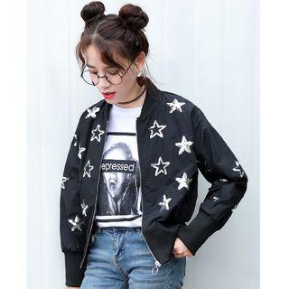 Star Sequined Bomber Jacket