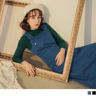 Slit-back Square Neck Pinafore Dress