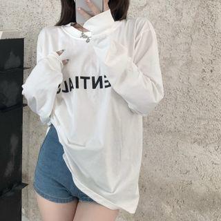 Long Sleeve Lettering Print Top