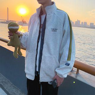 Stripe-side Lettering Zip Jacket