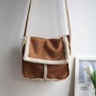 Trimmed Flap Panel Crossbody Bag Brown - One Size