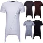 Short-sleeve Asymmetric Hem Long T-shirt