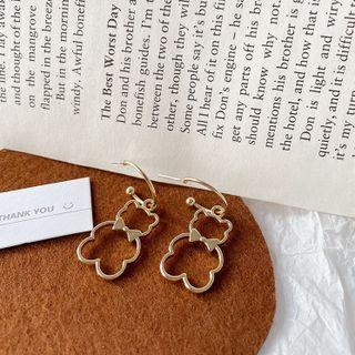 Bear Drop Open Hoop Earring 1 Pair - Ear Studs - Gold - One Size