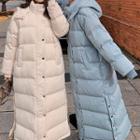 Hooded Slit Padding Long Jacket