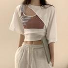 Elbow-sleeve Cropped T-shirt / Tank Top