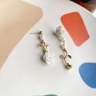 Rose Asymmetrical Alloy Dangle Earring 1 Pair - 1613 - White - One Size