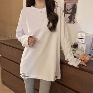 Long Sleeve Distressed T-shirt