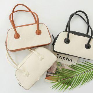 Canvas-panel Stitched Tote Bag
