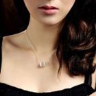 Cat Eye Stone Pendant Necklace 925 Silver - One Size