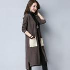 Color Panel Pocketed Long Cardigan