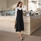 Plain / Checked Long Overall Dress