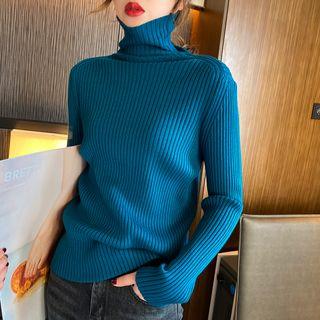 High-neck Rib Knit Top