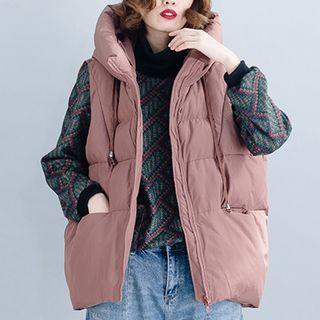 Hooded Padded Vest Pink - One Size