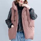 Hooded Padded Vest Pink - One Size