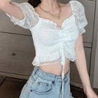 Lace Drawstring Cropped Top