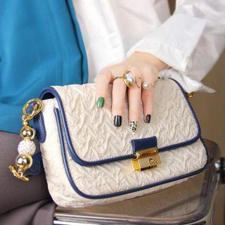 Contrast Trim Flap Hobo Bag