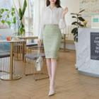 Overall-lace Pencil Skirt Mint Green - One Size