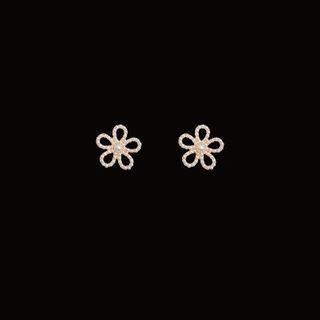 Faux Pearl Flower Earring 1 Pair - Earring - Gold - One Size