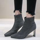 Sequined High-heel Pointed Ankle Boots