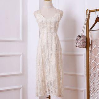 Strappy Fringed Lace Dress
