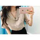 Scallop-collar Short-sleeve Blouse