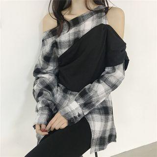 Cold Shoulder Asymmetric Long-sleeve Top