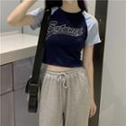 Two-tone Lettering Cropped Top